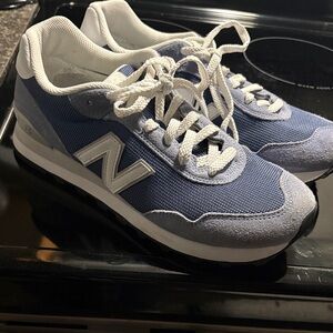 New Balance Light Blue and White Retro Runner Sneakers